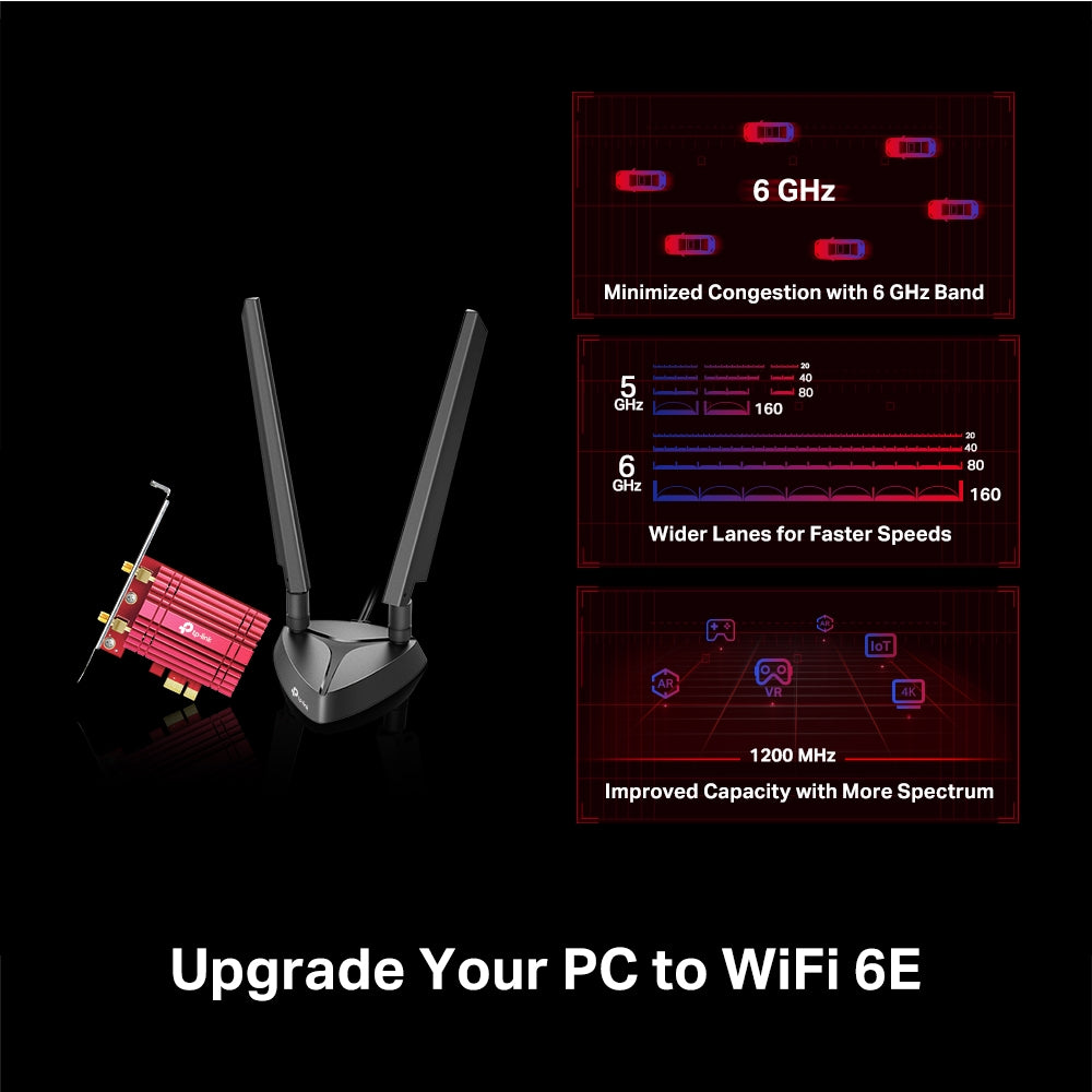 TP-Link Archer TXE75E | Wi-Fi 6E PCIe adapter | AXE5400 tri-band | Bluetooth 5.2