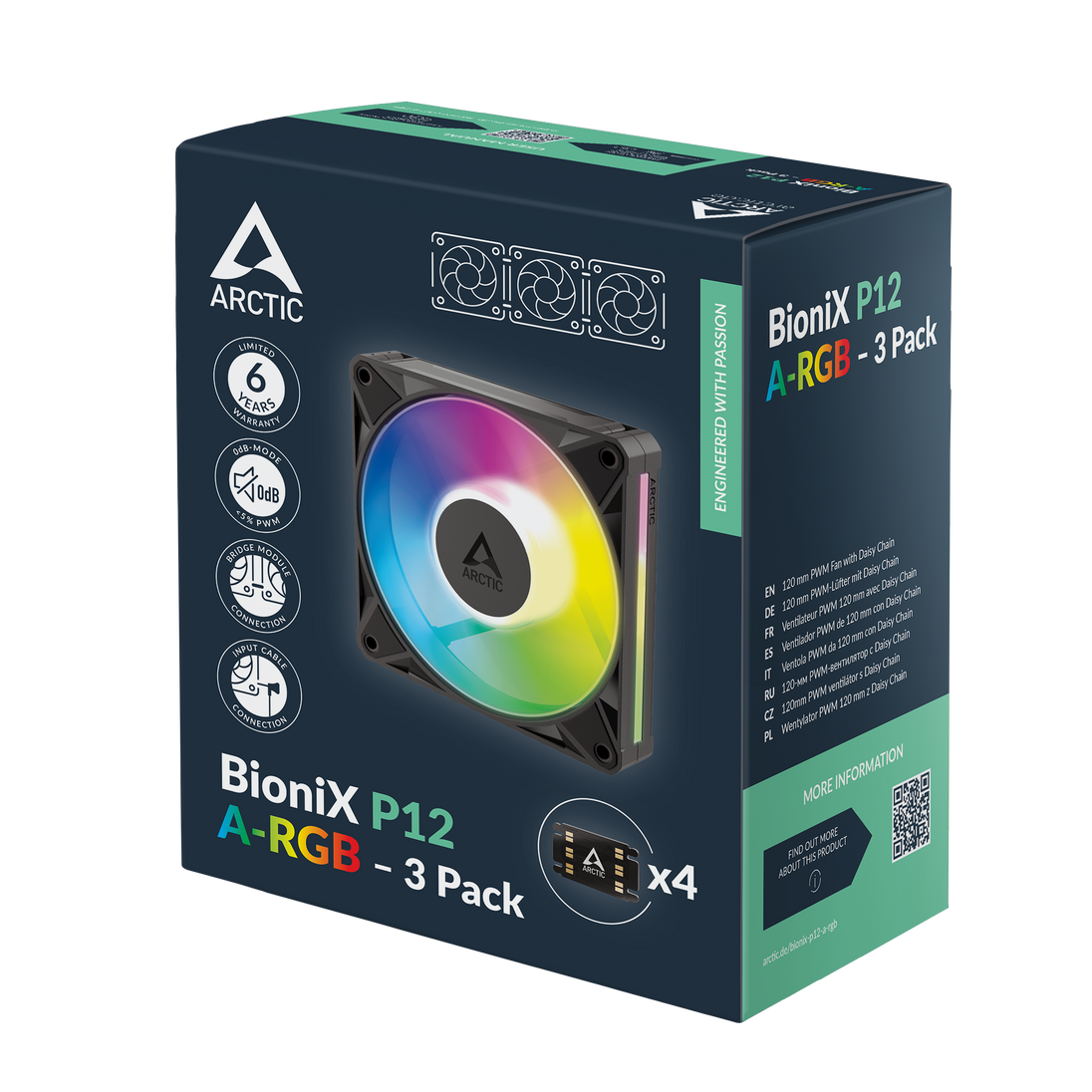 ARCTIC BioniX P12 A-RGB | 120 mm case fan | 3 pack