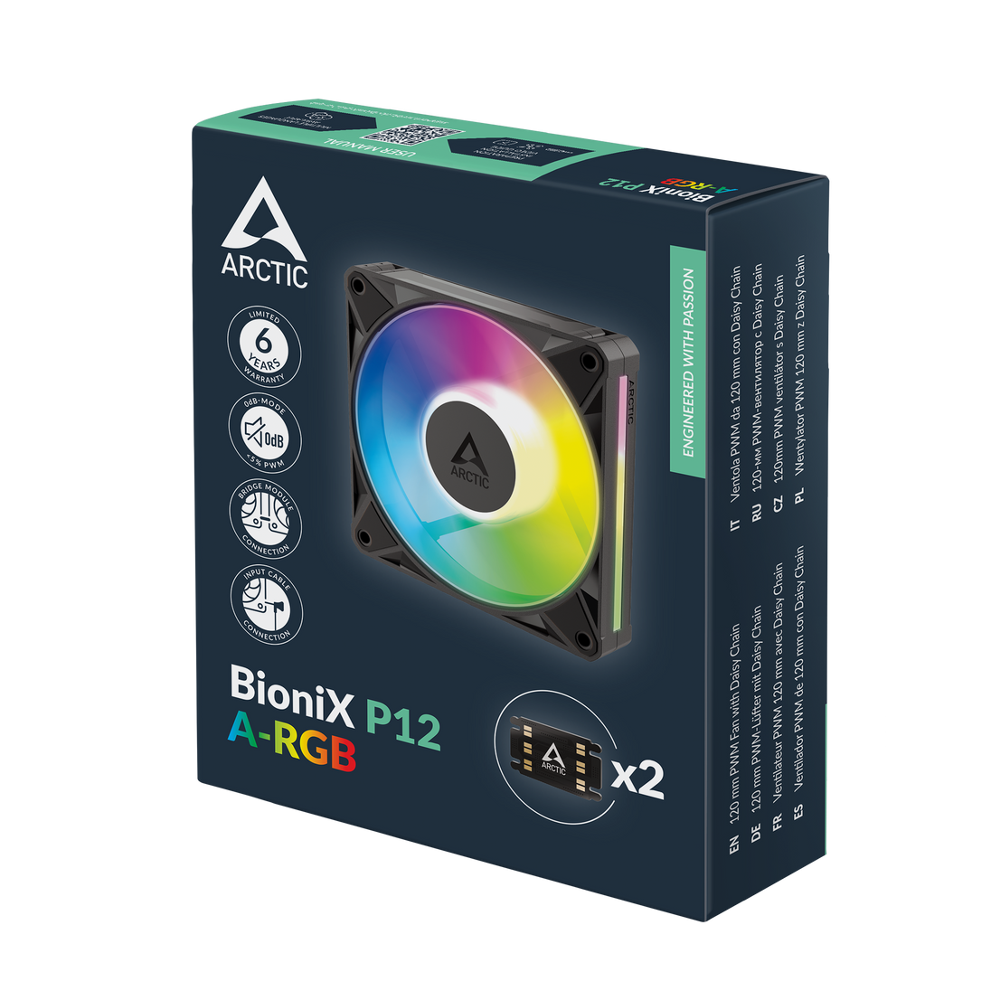 ARCTIC BioniX P12 A-RGB | 120 mm PWM case fan | 450–3000 rpm | Black
