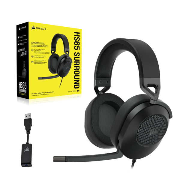 CORSAIR HS65 SURROUND | Wired gaming headset | Dolby Audio 7.1 | Carbon
