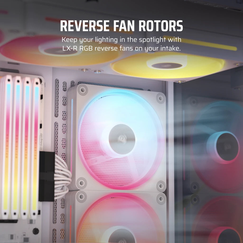 CORSAIR iCUE LINK LX120-R RGB | 120mm PC case fan | Reverse PWM RGB | White
