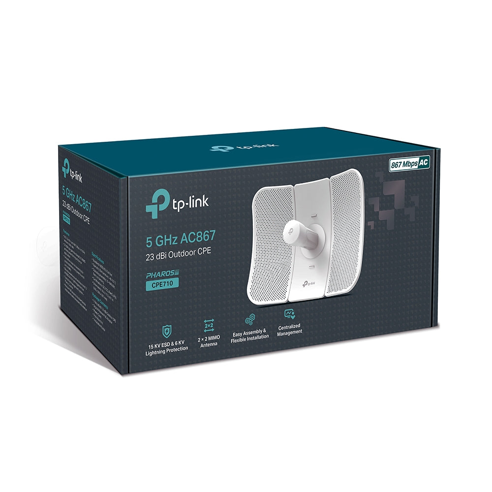 TP-Link Pharos CPE710 | Outdoor wireless CPE | 5GHz AC 867Mbps | 23dBi