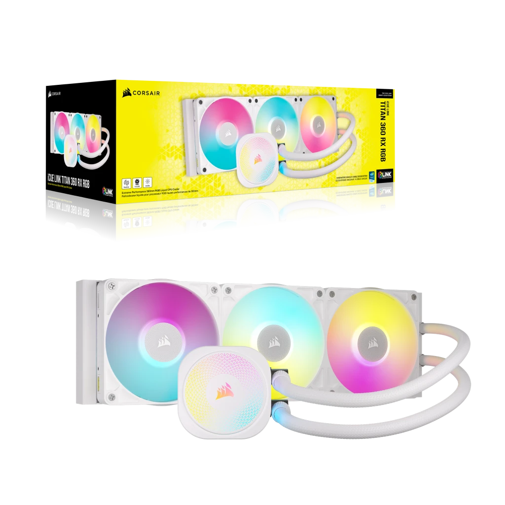 CORSAIR iCUE LINK TITAN 360 RX RGB | 360mm AIO CPU cooler | 3×120mm RGB fans