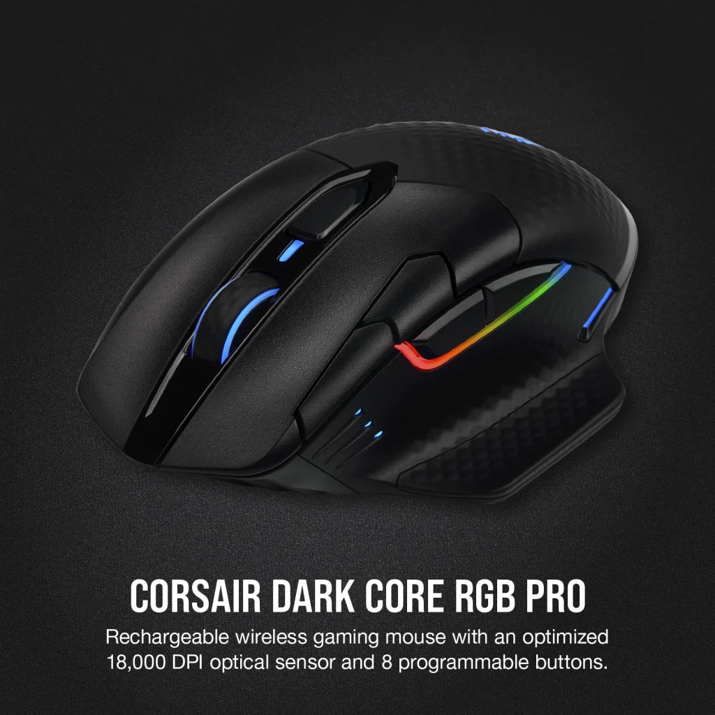 Corsair DARK CORE RGB PRO | Wireless gaming mouse | 18,000 DPI | Black
