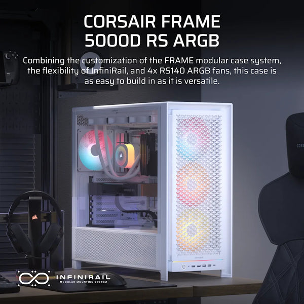 CORSAIR FRAME 5000D RS ARGB | Mid-tower PC case | High airflow | White