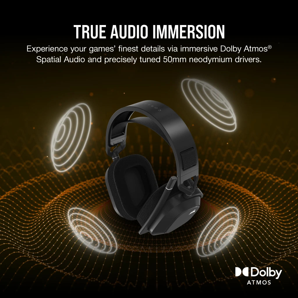 CORSAIR HS80 MAX | Wireless gaming headset | 2.4GHz and Bluetooth | Steel Grey