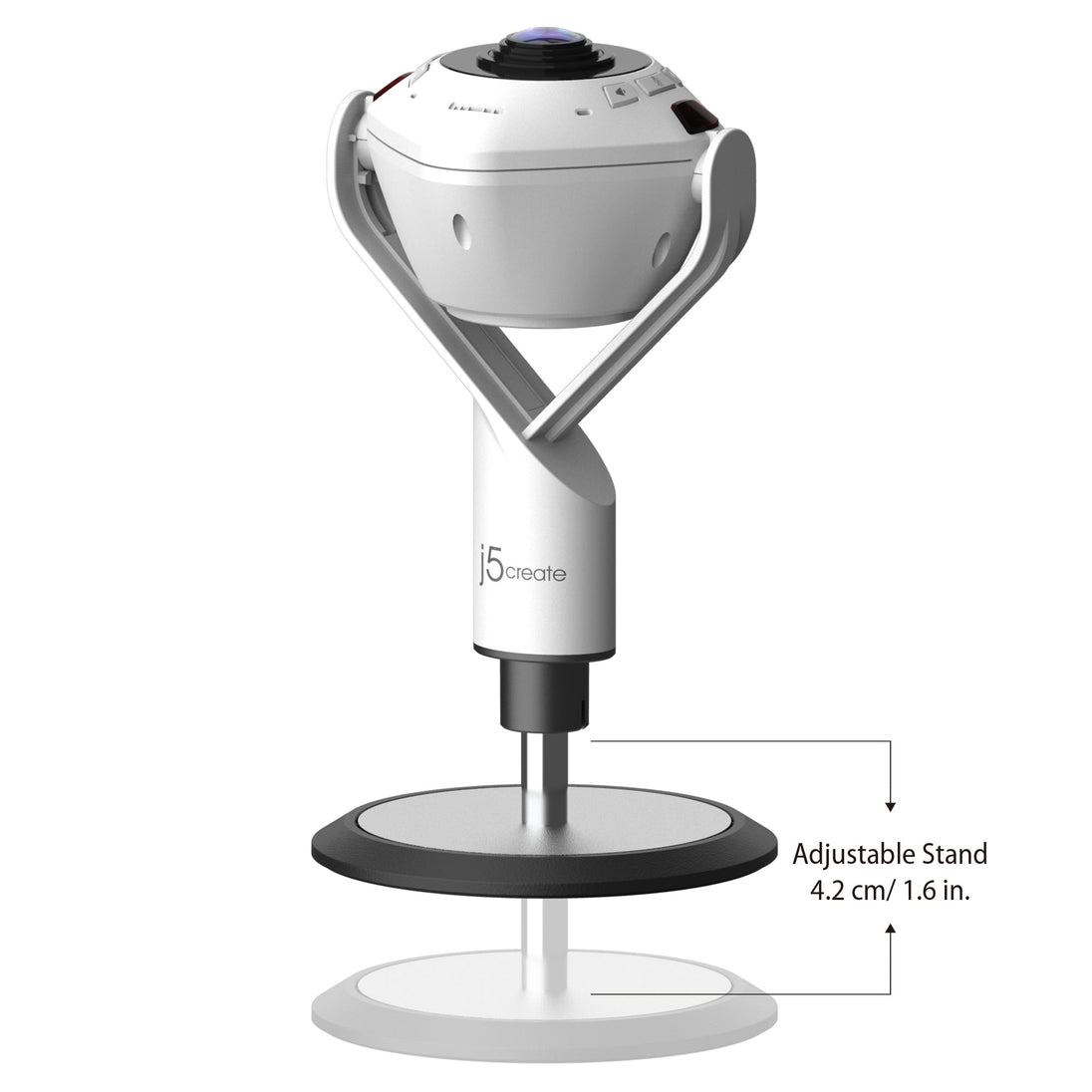 J5CREATE JVU368-N | 360° conference webcam | 1080p at 30 fps | White and black