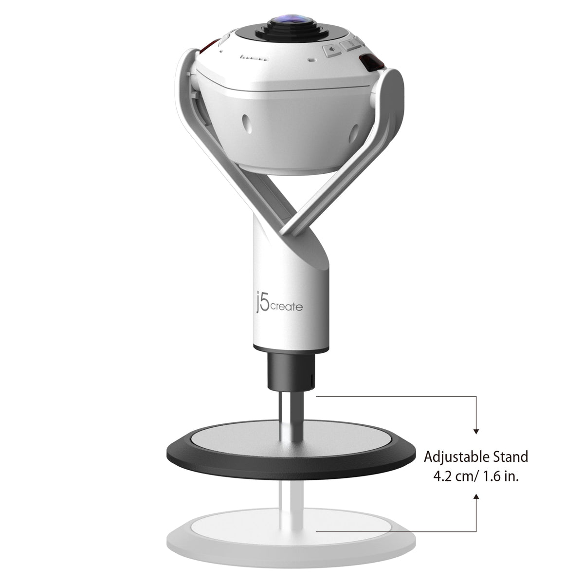 J5CREATE JVU368-N | 360° conference webcam | 1080p at 30 fps | White and black