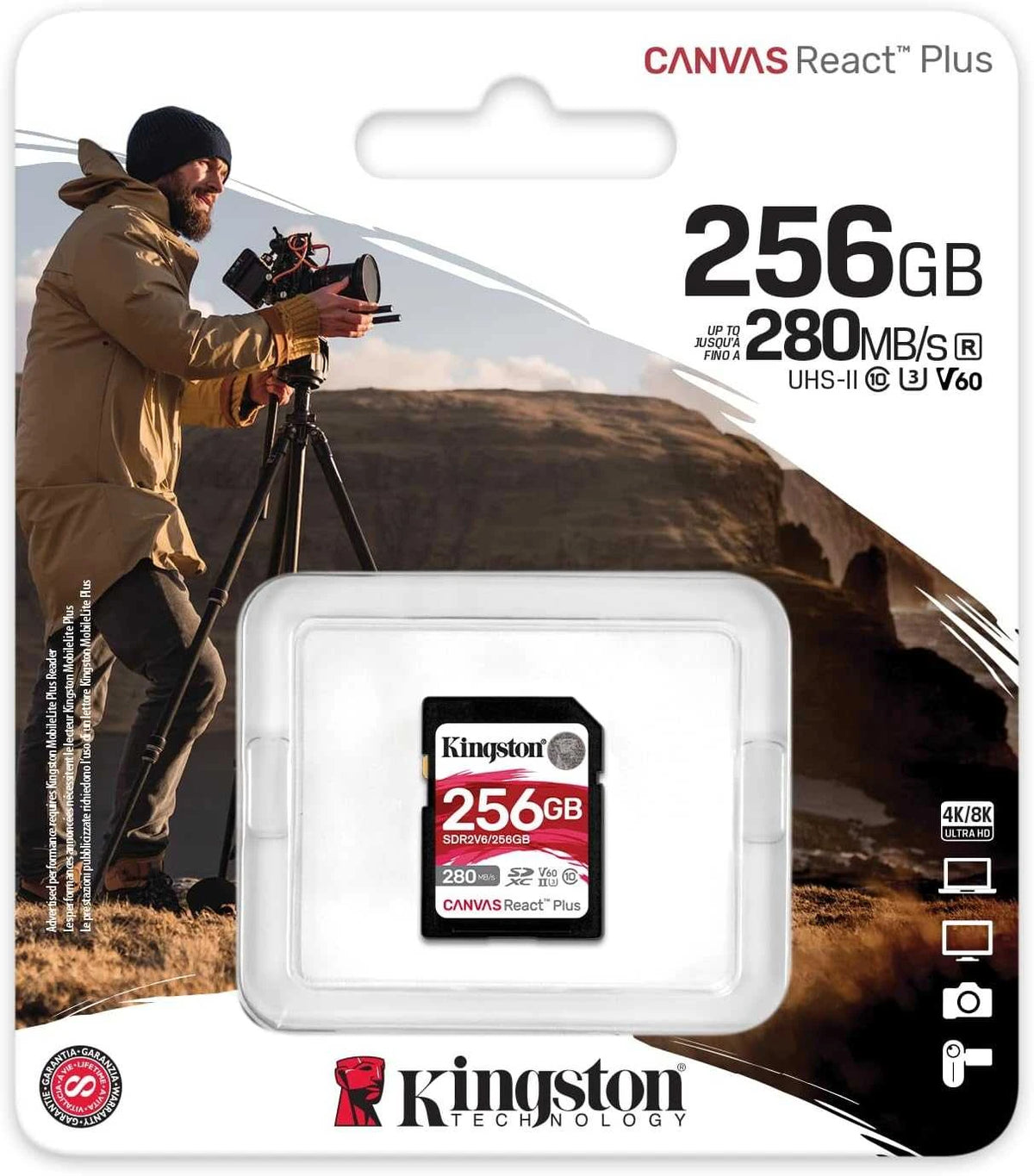 Kingston Canvas React Plus V60 | SDXC memory card | UHS-II U3 V60 | 256GB