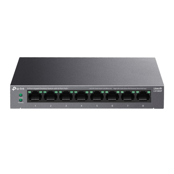TP-Link LS108GP | 8-port Gigabit PoE+ switch | 62 W PoE budget