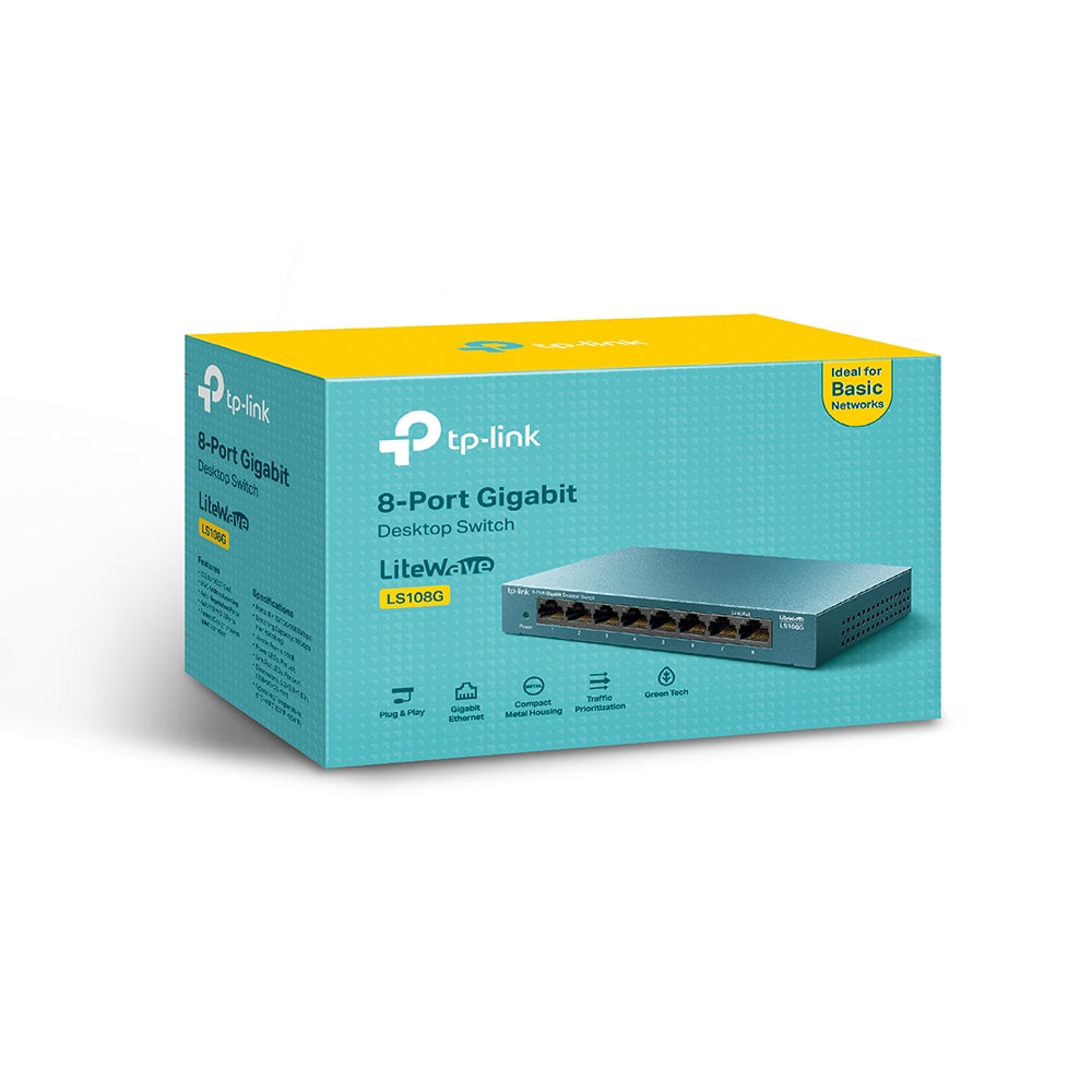 TP-Link LiteWave LS108G | Gigabit Ethernet switch | 8 ports | Metal