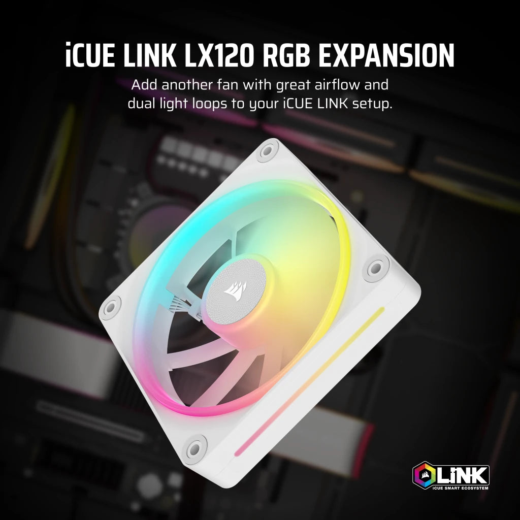 CORSAIR iCUE LINK LX120 RGB | 120 mm case fan | PWM RGB | White | Single pack