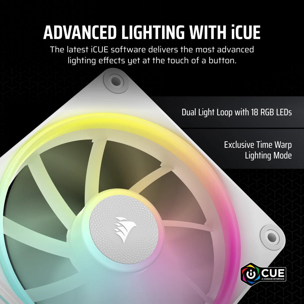 CORSAIR iCUE LINK LX120 | 120mm RGB case fans | 3-fan starter kit | White
