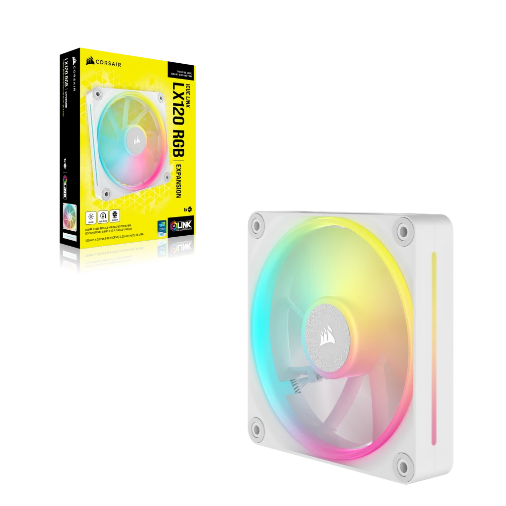 CORSAIR iCUE LINK LX120 RGB | 120 mm case fan | PWM RGB | White | Single pack