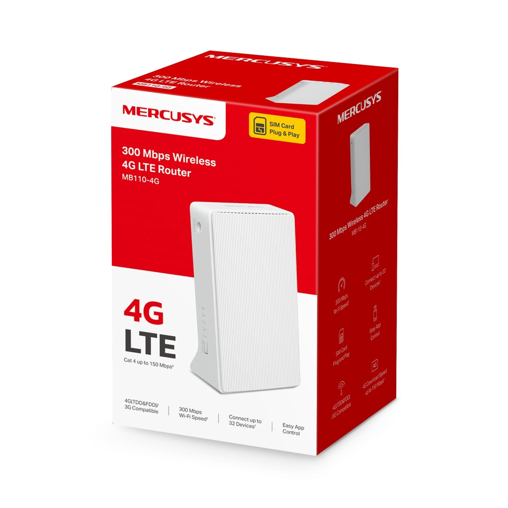 MERCUSYS MB110-4G | 4G LTE Wi-Fi router | 300 Mbps | Nano SIM