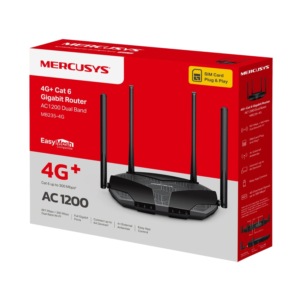 MERCUSYS MB235-4G | 4G router | Cat6 AC1200 dual-band Wi-Fi | Gigabit