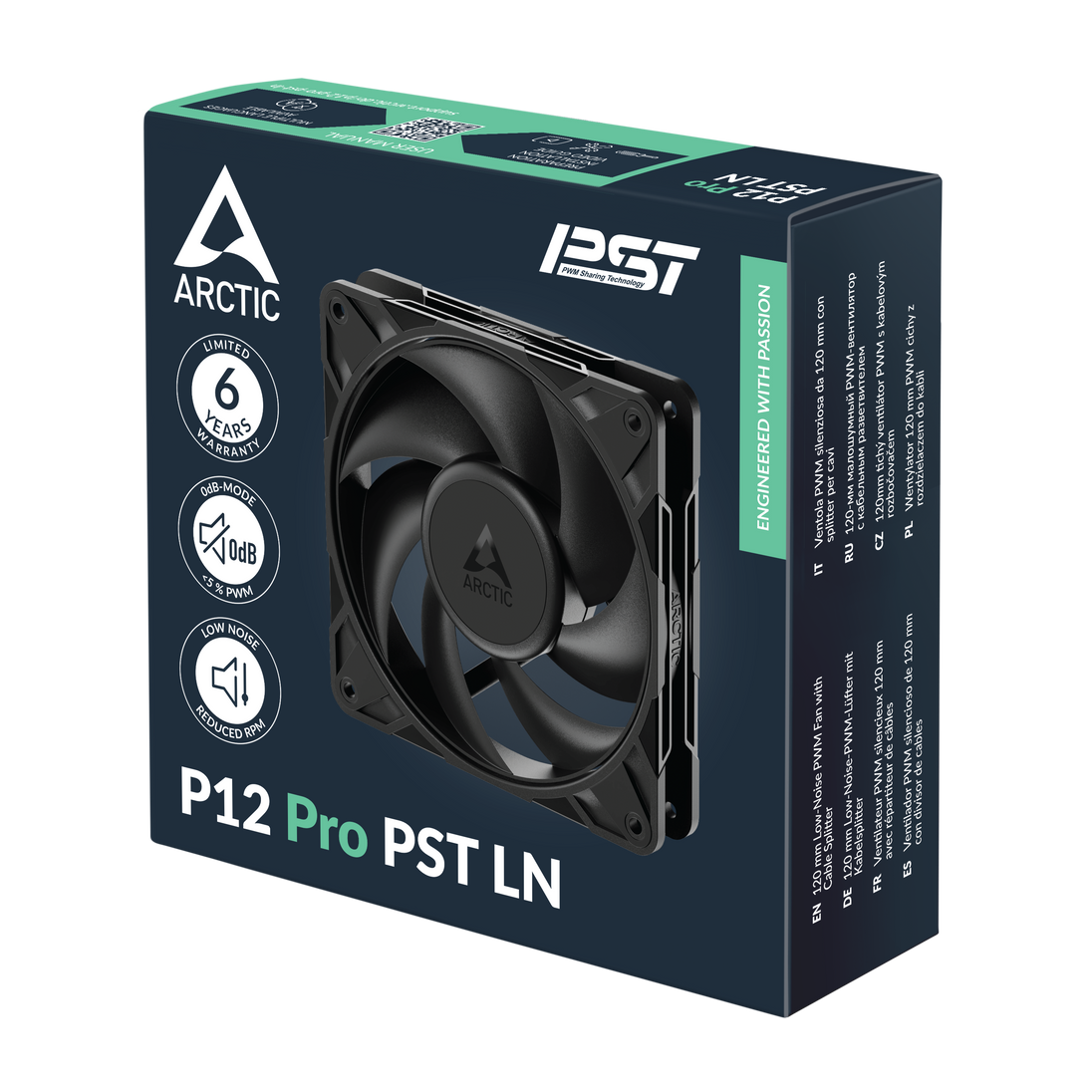 ARCTIC P12 Pro PST LN | 120 mm case fan | PWM 450–2000 rpm | Black