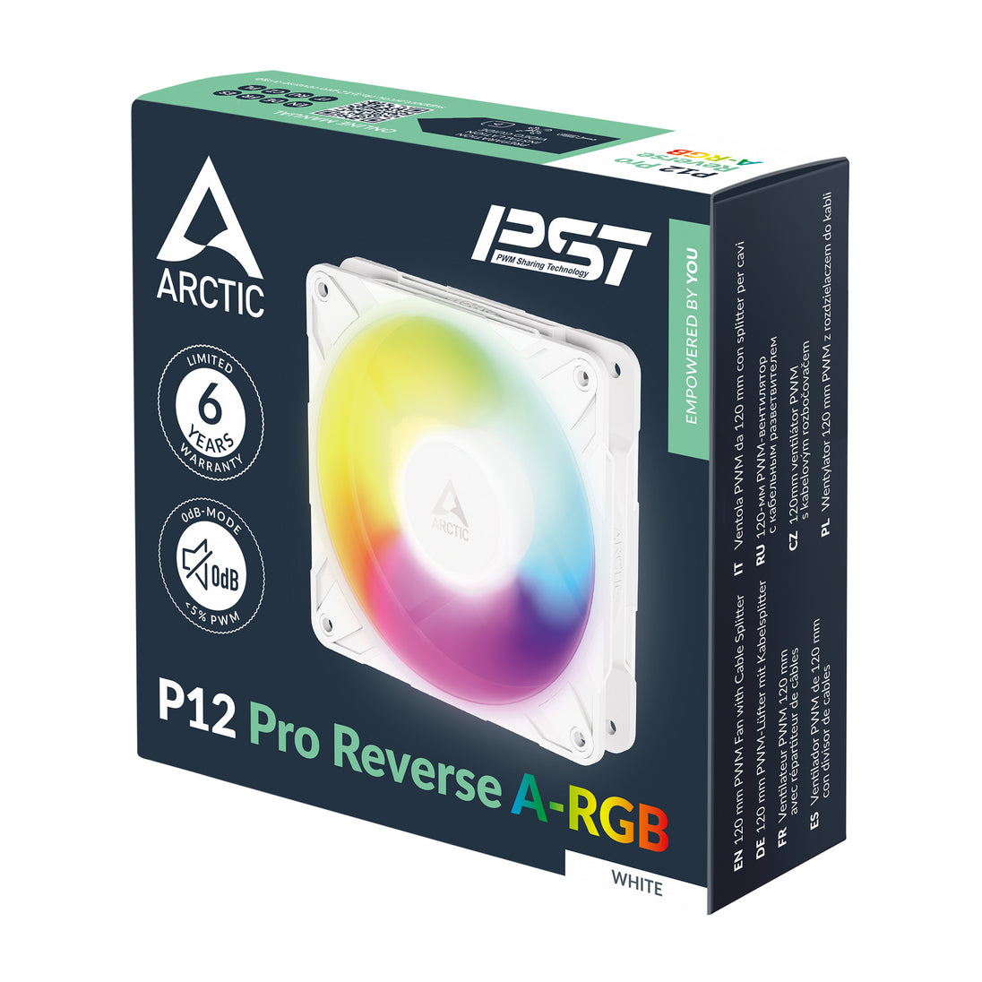 ARCTIC P12 Pro Reverse A-RGB | 120 mm PC fan | White