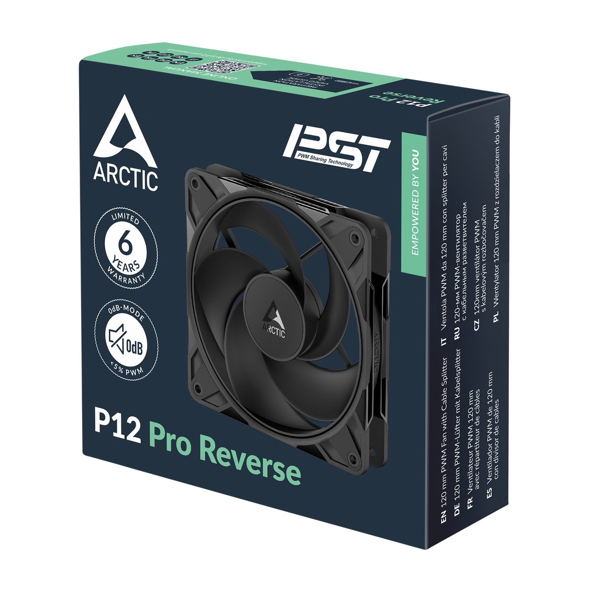 ARCTIC P12 Pro Reverse | 120 mm PWM case fan | 500–3000 rpm | Black