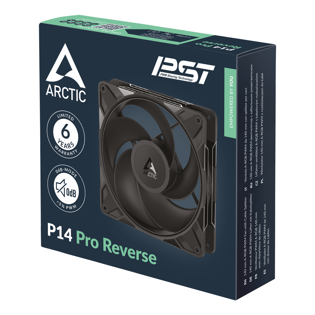 ARCTIC P14 Pro Reverse | 140 mm PWM case fan | Black