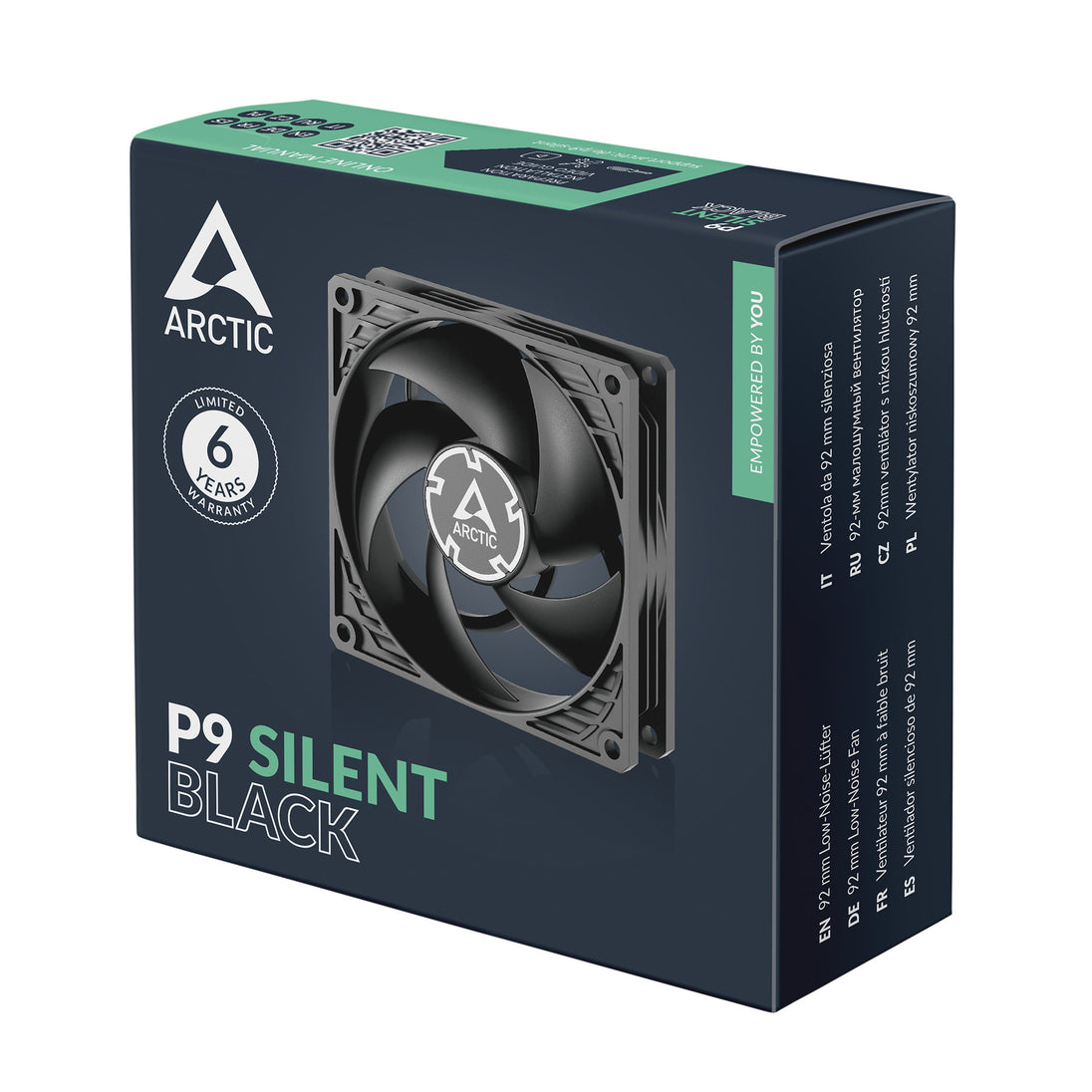ARCTIC P9 Silent | 92 mm case fan | 1900 rpm | Black