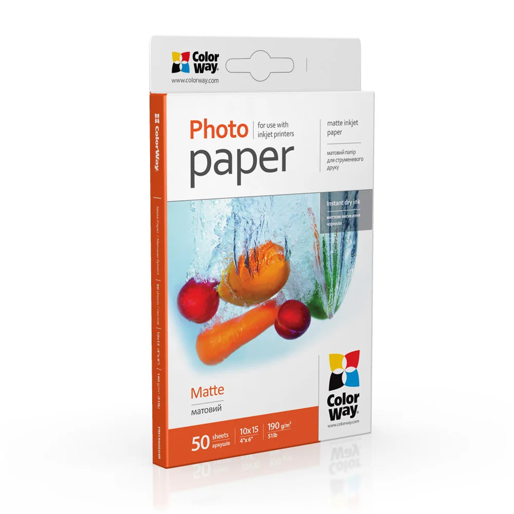 ColorWay PM1900504R | Matte photo paper | 190gsm | 6 x 4 in | 50 sheets