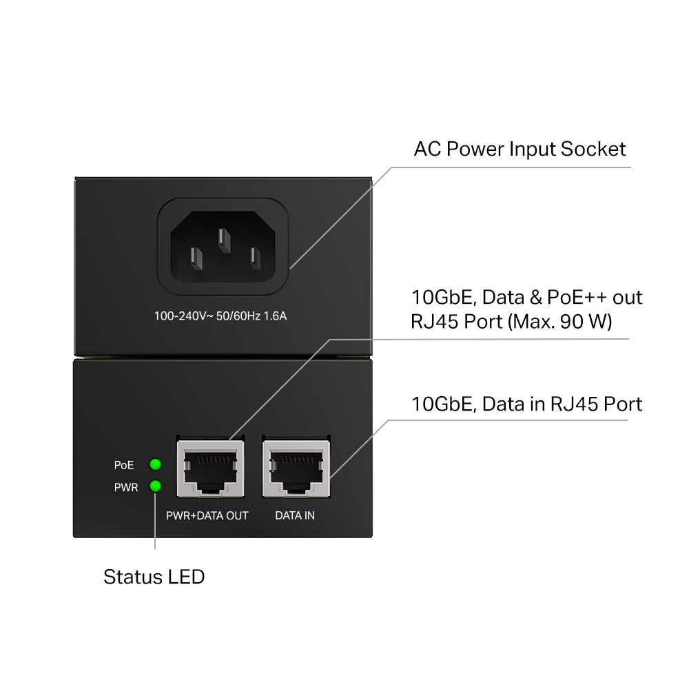 TP-Link Omada POE380S | 10G PoE++ injector | Up to 90W | 802.3af/at/bt