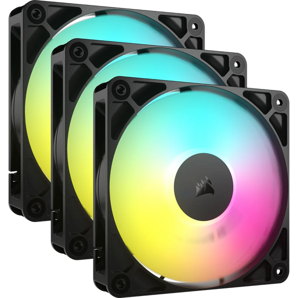 CORSAIR RS120 ARGB | 120mm PWM case fans | 2100 RPM | Black triple pack