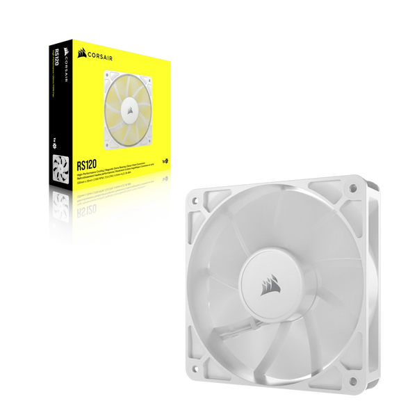 CORSAIR RS120 | 120 mm PWM case fan | Up to 2100 rpm | White