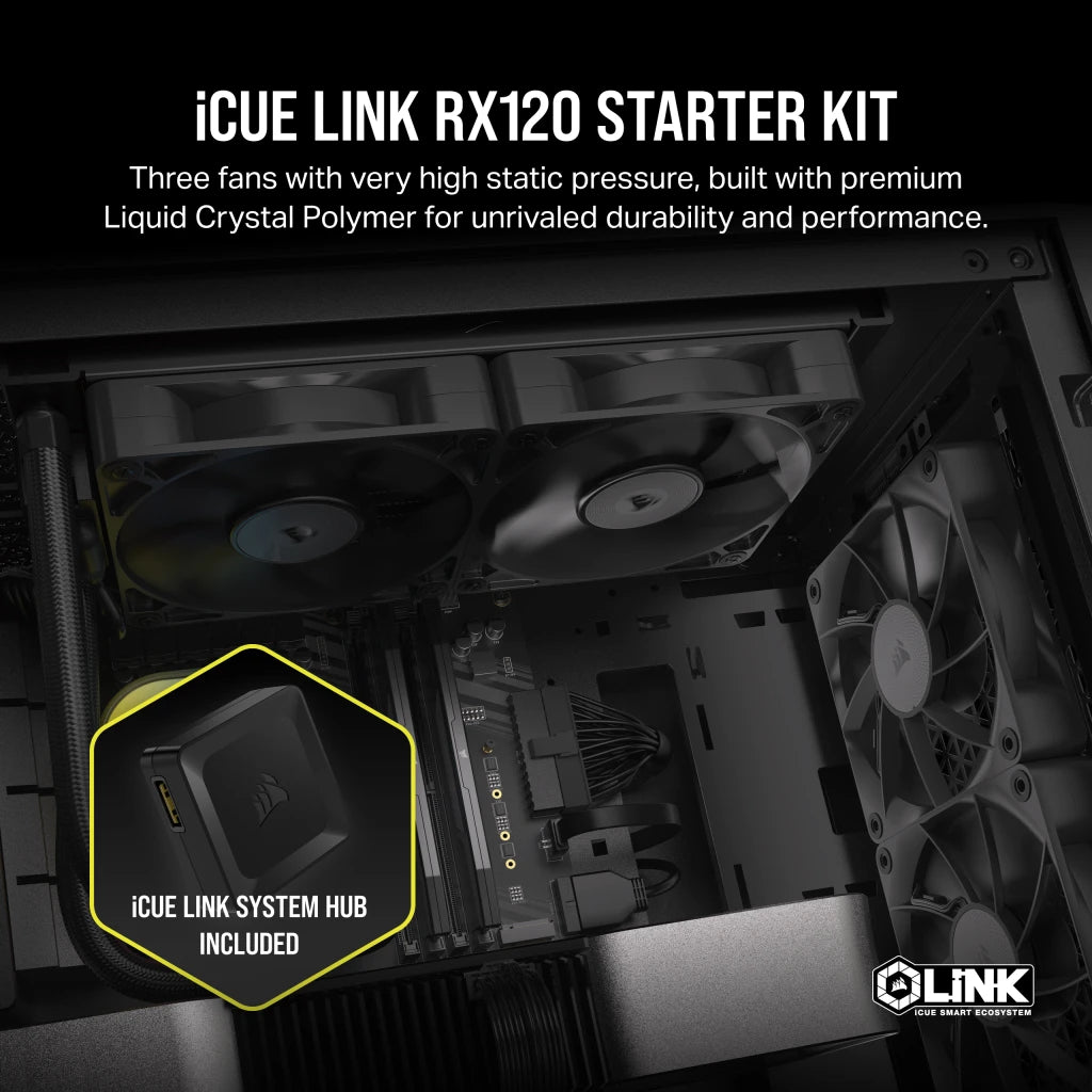 CORSAIR iCUE LINK RX120 | Case fans | 120mm PWM triple kit | Black