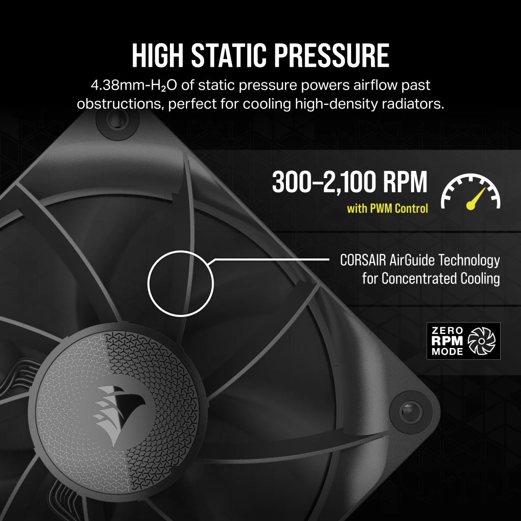 CORSAIR iCUE LINK RX120 | 120mm case fan | PWM 400–2100 RPM | Black