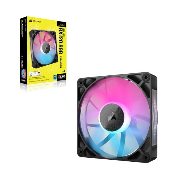 CORSAIR iCUE LINK RX120 RGB | PWM case fan | 120mm 400–2100 RPM | Black