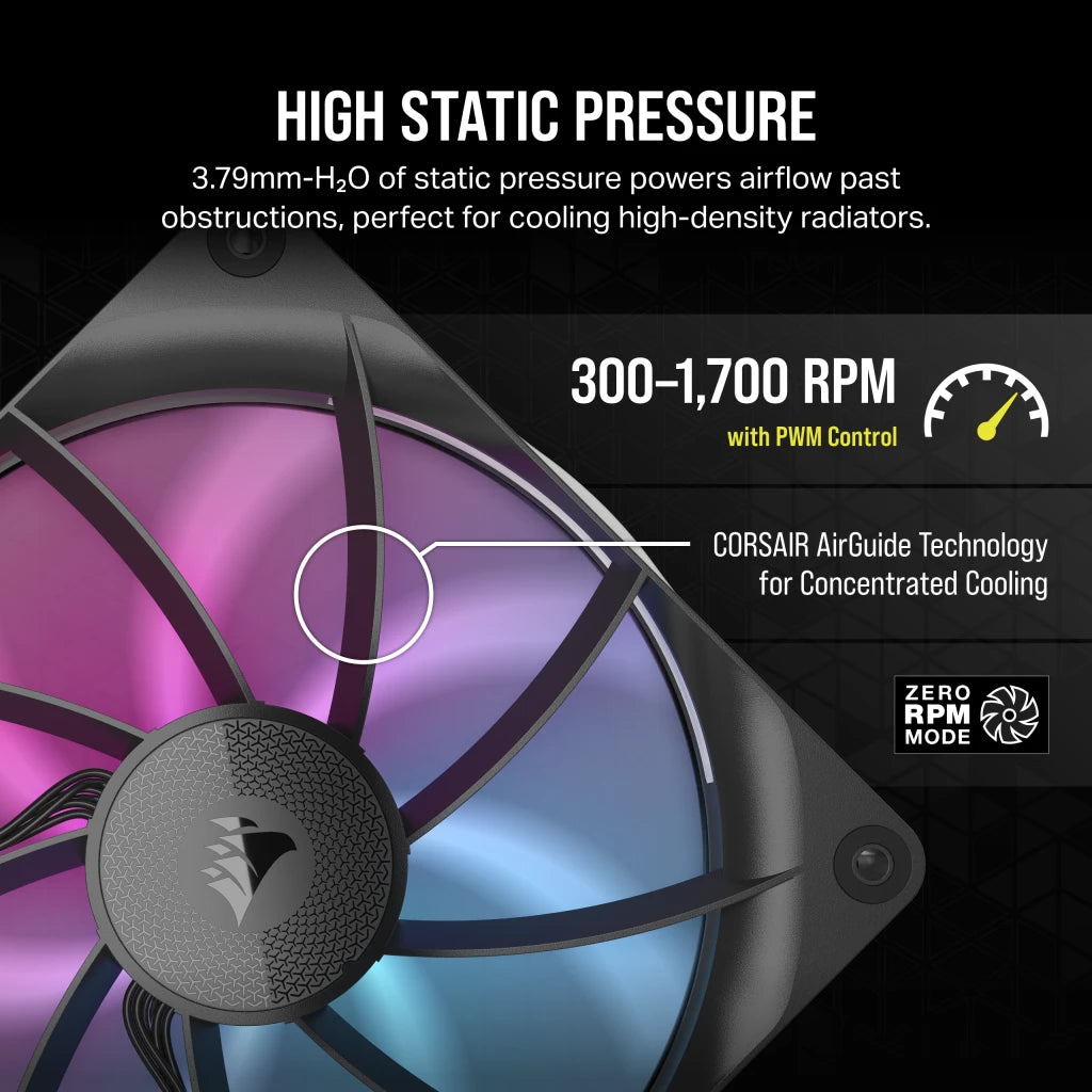 CORSAIR iCUE LINK RX140 RGB | 140mm PWM case fans | Twin starter kit | Black