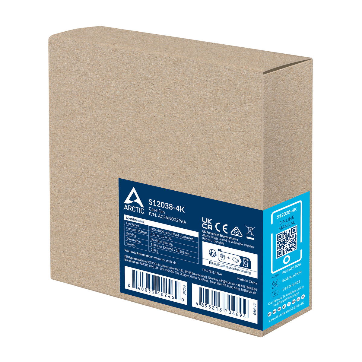 ARCTIC S12038-4K | Server fan | 120 mm 600–4000 rpm | Single fan