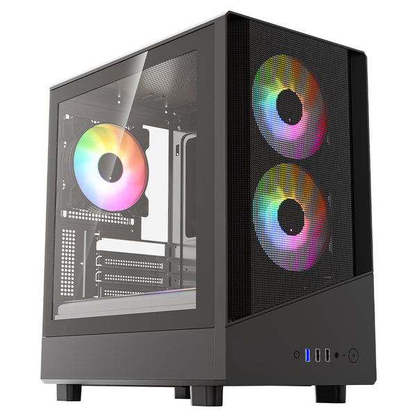VIDA Spire M | Micro-ATX gaming case | 3 x 120mm ARGB fans | Black