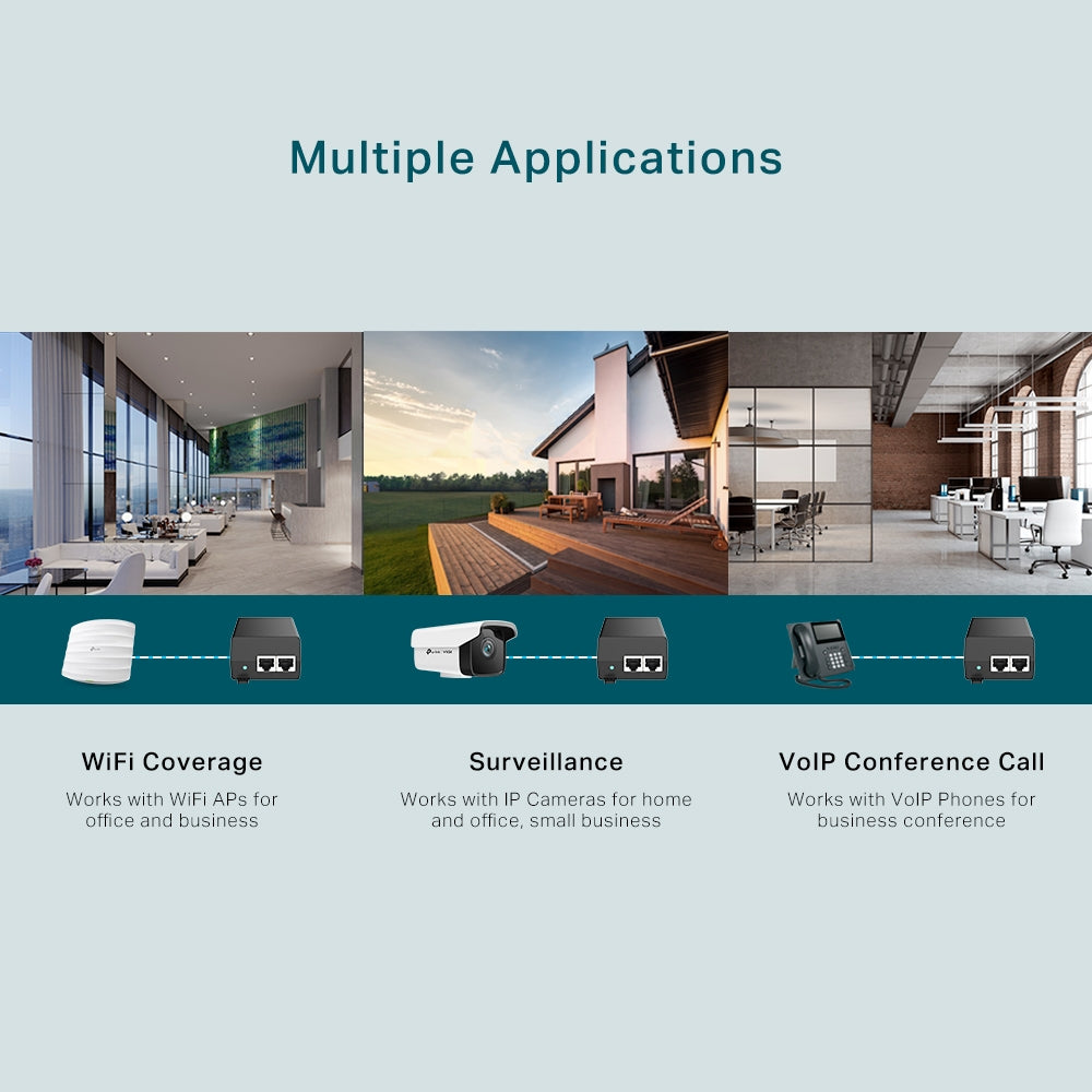 TP-Link TL-POE160S | PoE+ injector | Gigabit 802.3at up to 30 W | 2 ports