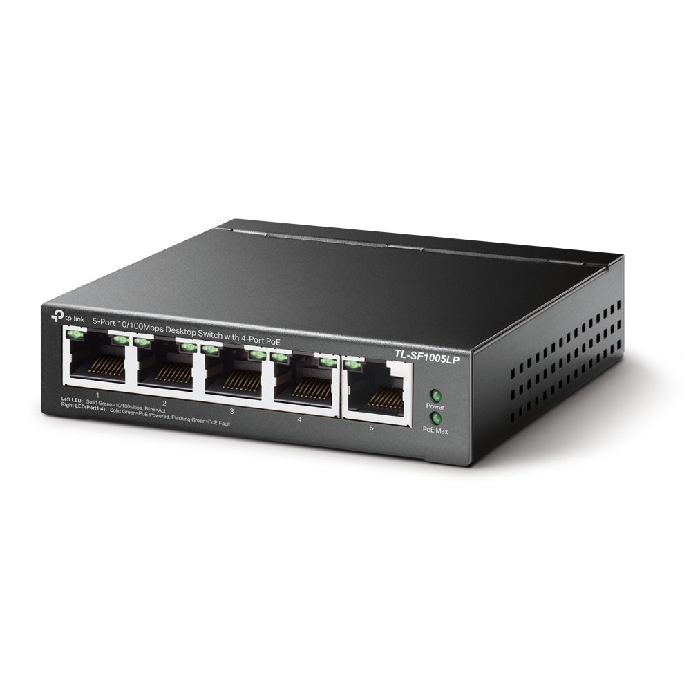 TP-Link TL-SF1005LP | 5-port Fast Ethernet PoE switch | 4 PoE ports | 41 W
