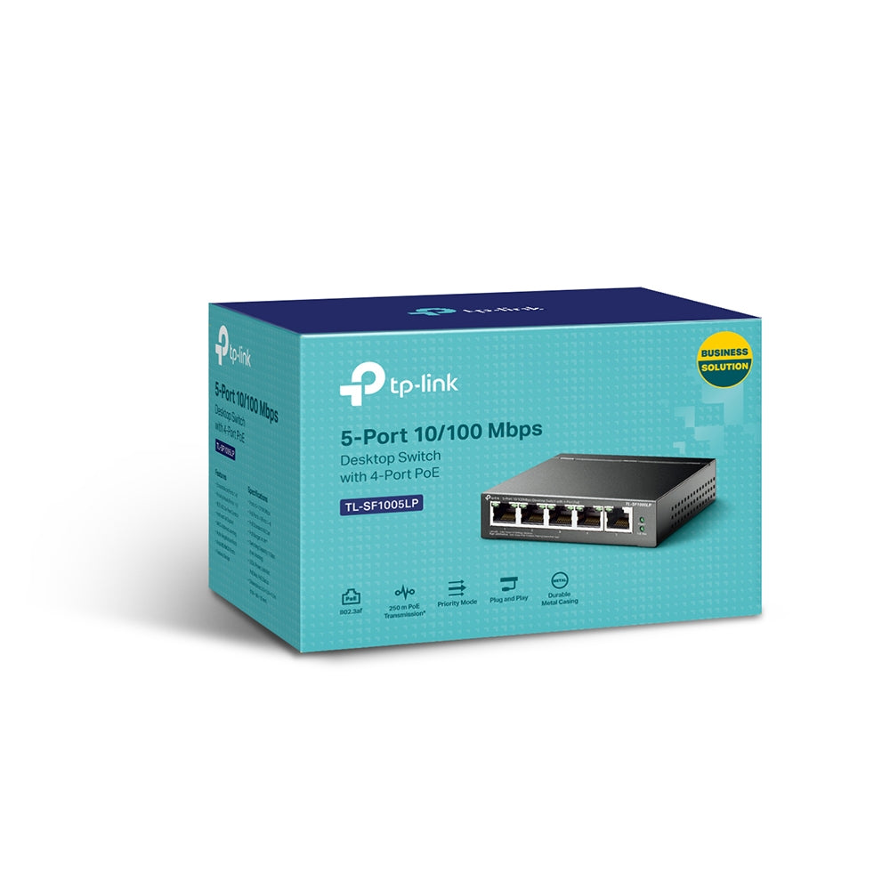 TP-Link TL-SF1005LP | 5-port Fast Ethernet PoE switch | 4 PoE ports | 41 W