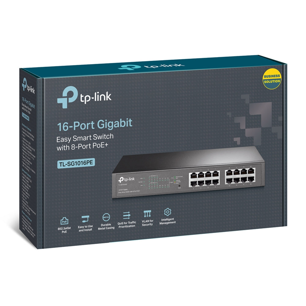 TP-Link TL-SG1016PE | Gigabit Easy Smart switch | 8-port PoE+ | 150W