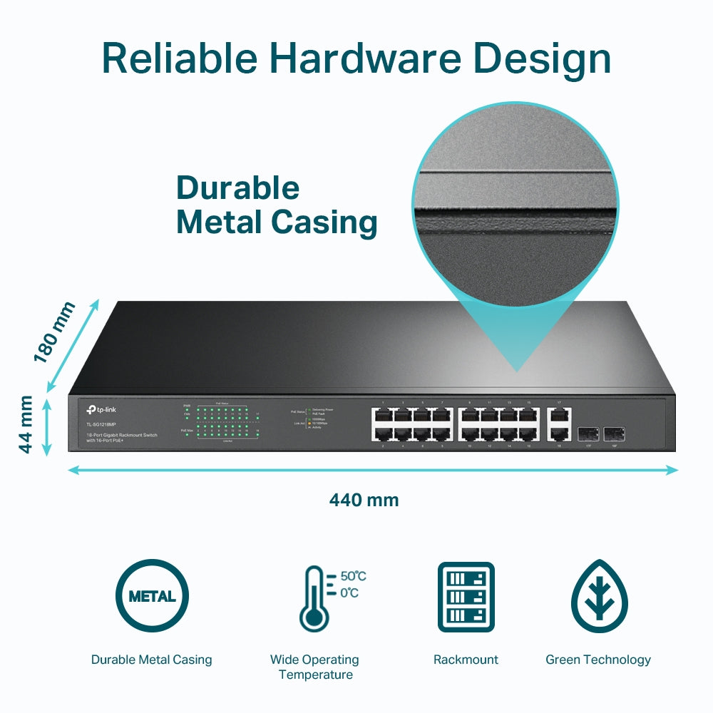 TP-Link TL-SG1218MP | Gigabit PoE+ switch | 250 W