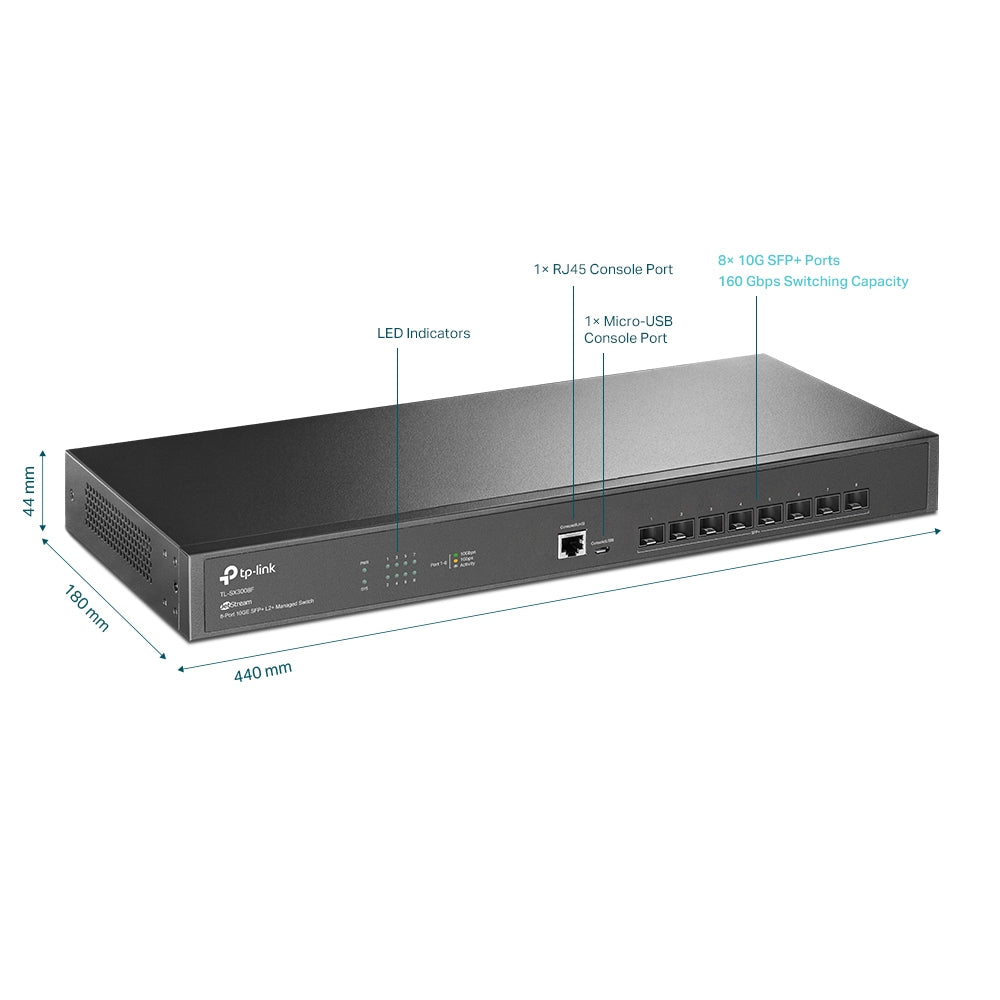 TP-Link JetStream TL-SX3008F | 10GbE managed switch | 8 SFP+ ports