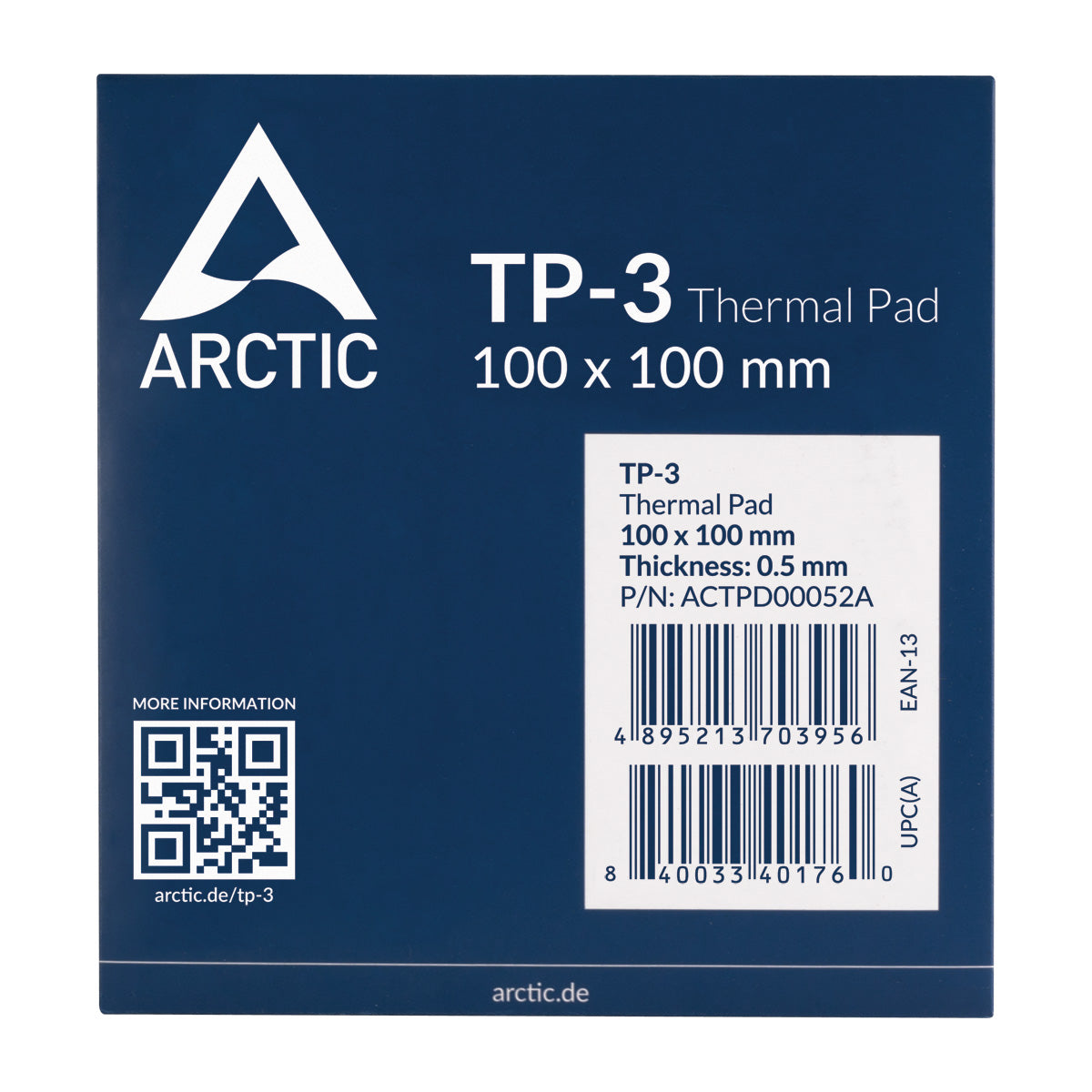 ARCTIC TP-3 | Thermal pad | 100 x 100 mm 0.5 mm | Blue