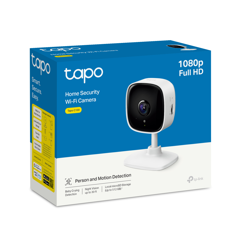 TP-Link Tapo C100 | Indoor Wi-Fi security camera | 1080p Full HD | White