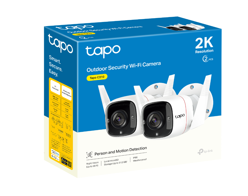 TP-Link Tapo C310P2 | Outdoor security camera | 2K Wi-Fi and Ethernet | 2-pack