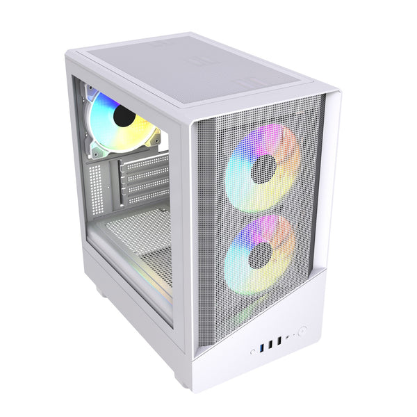 VIDA Spire M | Micro-ATX gaming case | 3 ARGB fans | White