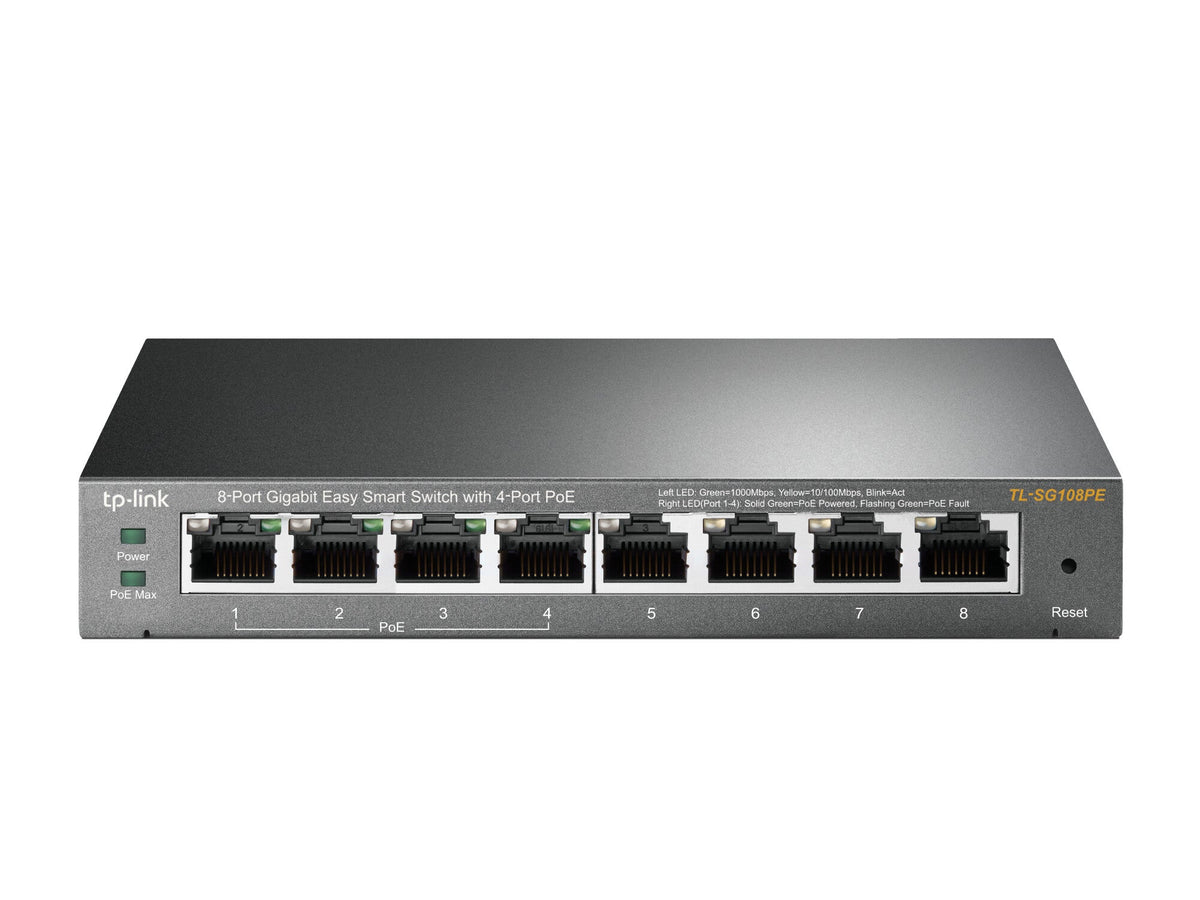 TP-Link TL-SG108PE | Gigabit Easy Smart switch | 8 ports with 4-port PoE+ | 64 W