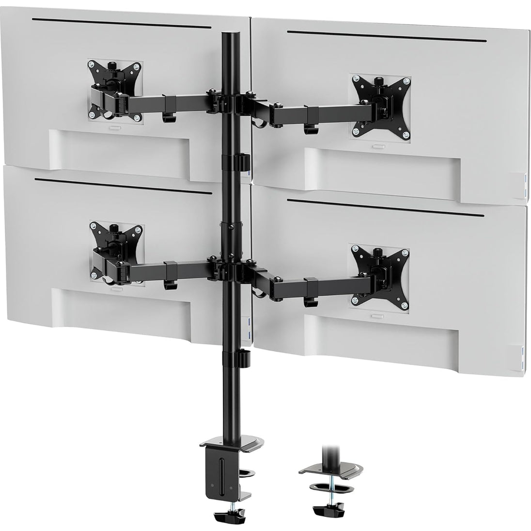 VonHaus Quad Monitor Mount | Four-screen desk stand | 13–32 inch screens | Black
