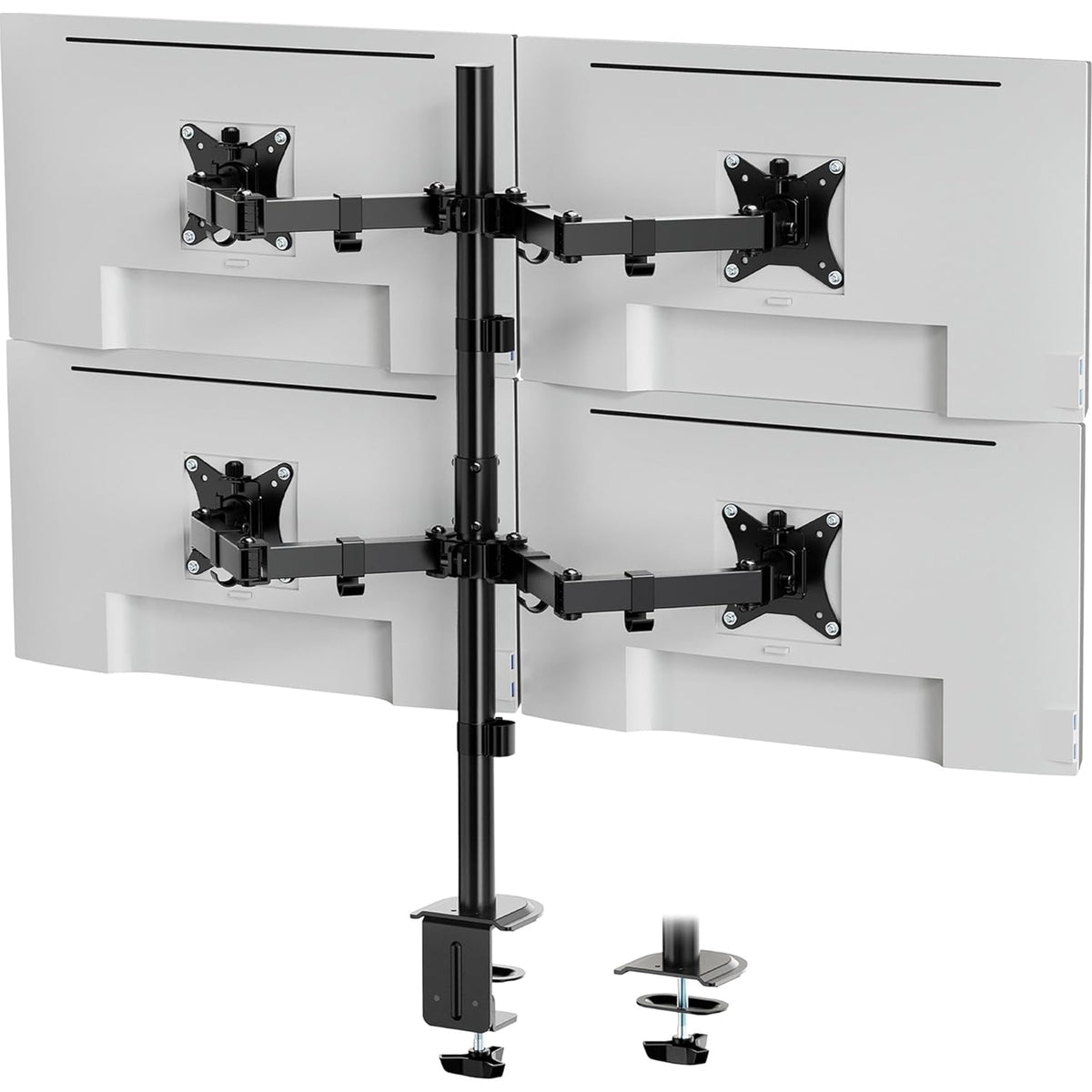 VonHaus Quad Monitor Mount | Four-screen desk stand | 13–32 inch screens | Black
