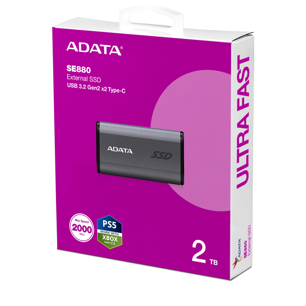 ADATA SE880 | External SSD | USB 3.2 | 2TB titanium grey