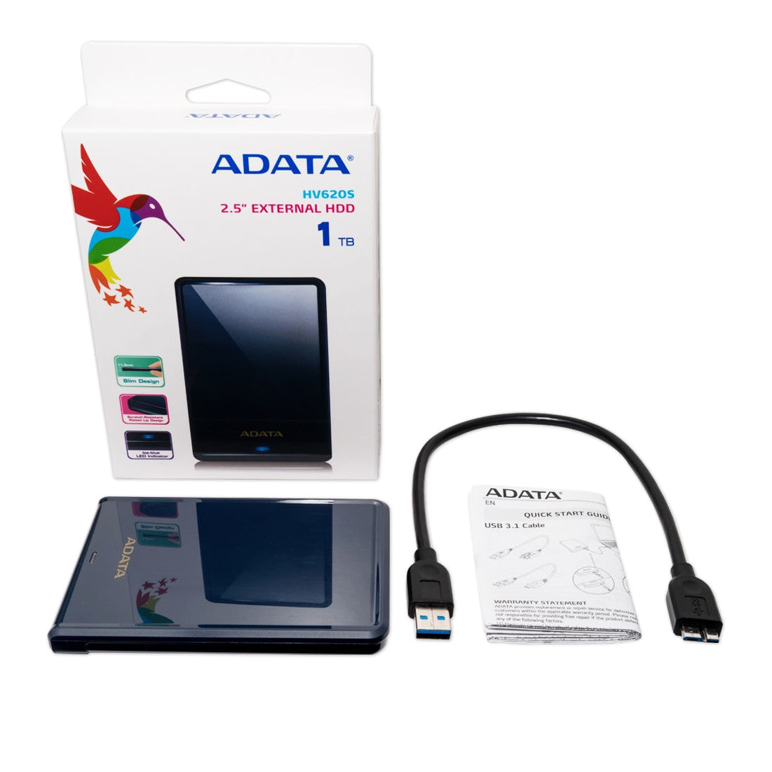 ADATA HV620S | Portable hard drive | USB 3.2 Gen 1 | 1TB Blue